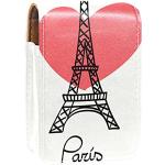 Trousse de maquillage pour l'extérieur Tour Eiffel avec cœur rouge à lèvres portable avec miroir Mini trousse de maquillage pour femme Peut contenir jusqu'à 3 rouges à lèvres, Multicolore, 9.5x2x7