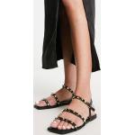 Sandales plates Truffle Collection noires à clous à bouts ouverts Pointure 36 pour femme en promo 