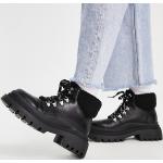 Chaussures de randonnée Truffle Collection noires à motif moutons à talons chunky à bouts ronds à lacets Pointure 37 pour femme en promo 