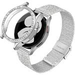 Bracelets de montre Trumirr argentés en acier à strass à à boucle déployante pour femme 