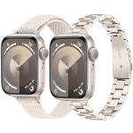 TRUMiRR Remplacement pour Apple Watch Series 7 41mm Bracelet de la lumière des étoiles, Bracelet Fin en Acier Inoxydable et Bracelet en Nylon Extensible pour iWatch SE Series 7 6 5 4 3 2 1 40mm 38mm