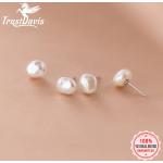 Boucles d'oreilles en perles argentées en argent à perles baroques & rococo pour femme en promo 
