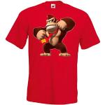 TRVPPY Homme T-Shirt Shirt Modèle Donkey Kong - Rouge XL