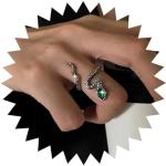 Bagues argentées en cristal à perles à motif serpents en perle fait main look gothique pour femme 