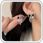 Boucles d'oreilles pendantes argentées en argent à motif papillons fait main style bohème pour femme 