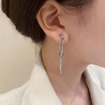 Boucles d'oreilles pendantes argentées en argent à clous style bohème pour femme 