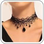 Colliers noirs en dentelle à perles en dentelle fait main look gothique pour femme 