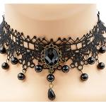 Colliers noirs en dentelle à perles en dentelle fait main look gothique pour femme 