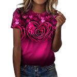 Chemises hawaiennes roses à manches courtes à col en V Taille M plus size look fashion pour femme 