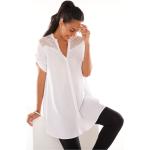 Tuniques longues Blancheporte blanches en viscose col tunisien Tailles uniques pour femme en promo 