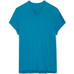T-shirts Zadig & Voltaire bleu canard en coton à motif canards à manches courtes col tunisien Taille M pour homme 