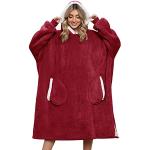 Robes de chambre longues d'hiver rouges à capuche à manches longues Tailles uniques look fashion pour femme en promo 