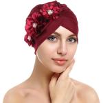 Turbans rouges à fleurs en chanvre à perles Tailles uniques look fashion pour femme 