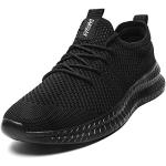 Chaussures de running noires en fil filet respirantes Pointure 46 look fashion pour homme en promo 