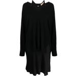 Robes en laine Twinset noires en viscose à manches longues pour femme en promo 