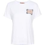 T-shirts col rond Twinset blancs en jersey à strass à manches courtes à col rond pour femme 