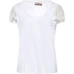 T-shirts col rond Twinset blancs en coton à perles à manches courtes à col rond Taille XS pour femme 