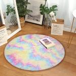 Tapis ronds multicolores en peluche diamètre 100 cm contemporains pour enfant 