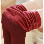 Leggings rouge bordeaux en velours à perles Tailles uniques look fashion pour femme 