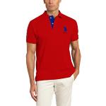 U.S. Polo Assn. Men's Slim Fit Pique Polo, Engine Red/International Blue, Medium