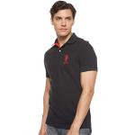 U.S. Polo Assn. Men's Slim Fit Solid Polo with Contrast Striped Underside Of Collar, Black, X-Large