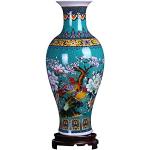 ufengke Jingdezhen Grand Vase en céramique en Forme de Queue de Poisson Fait à la Main pour décorer la Maison, Hauteur 46 cm, Bleu