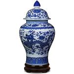 ufengke Jingdezhen Vase Classique en Porcelaine Bleue et Blanche Temple du Dragon en céramique, Style Chinois Ming, Hauteur 38 cm