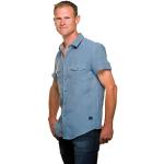 Chemises Ugholin bleues en lin à manches courtes Taille L look casual pour homme 