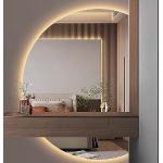 AICA Miroir de Salle de Bain rond LED 60/70/80cm avec Bluetooth + Anti-buée  + 3 Couleurs + Dimmable, Mural Miroir Lumineux avec Interrupteur Tactile à