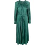 Robes Ulla Johnson vert d'eau en satin à manches longues mi-longues à manches longues à col rond pour femme 
