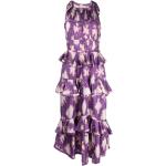 Robes en soie Ulla Johnson violettes à volants longues pour femme en promo 