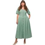 Robes Ulla Popken vert pastel à carreaux à carreaux à manches courtes à col rond plus size look casual pour femme 
