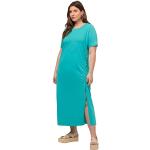 Robes Ulla Popken turquoise à manches courtes midi à manches courtes à col rond plus size look casual pour femme 