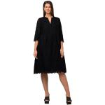 Robes évasées Ulla Popken noires en dentelle midi à manches trois-quart Taille 3 XL plus size look casual pour femme 