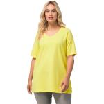 T-shirts Ulla Popken jaune citron en jersey à manches courtes à manches courtes Taille XL plus size look fashion pour femme 