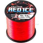 ULTIMA Red Ice Ligne de Pêche Extra Fort Haute visibilité - Bobine de 115gr pour Mixte Adulte, Rouge (Fluo), 0.32mm-12.0lb/5.5kg