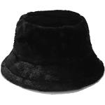 Chapeaux cloches noirs en fausse fourrure à motif animaux Tailles uniques look fashion pour femme 