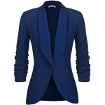 Blazers bleues saphir à effet froissé respirants à manches trois-quart Taille M look casual pour femme en promo 