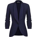 Blazers bleu marine à effet froissé respirants à manches trois-quart Taille S look casual pour femme en promo 