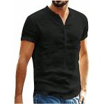 T-shirts col roulé noirs à carreaux à sequins bio à manches courtes col tunisien Taille XL look fashion pour homme 