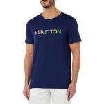 T-shirts United Colors of Benetton bleues foncé en coton à manches courtes bio à manches courtes à col rond Taille M look fashion pour homme 