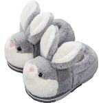 Chaussons gris en fausse fourrure à motif lapins en laine Pointure 34 look fashion pour fille 
