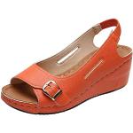 Sandales orange en cuir à paillettes en cuir pour pieds larges Pointure 42 look fashion pour femme 