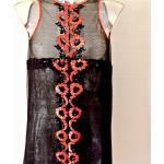 Robes en dentelle vintage rose fushia en dentelle à paillettes éco-responsable Taille L look vintage pour femme 