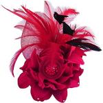 Broches rouges en tissu à motif fleurs en tissu fait main look fashion pour femme en promo 