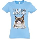 Urban Backwoods This is My Happy Face Girlie Women Women Girlie Femme T-Shirt – Chat Grumpy Cat Smile Fun Cute Rockabella Girl Kitten Tailles S – 5XL