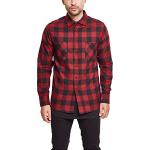 Urban Classics Checked Flanell Shirt Chemise de Loisirs Homme, blk/bourgogne, XL