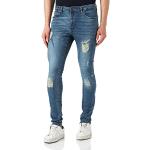 Urban Classics Homme Heavy Destroyed Slim Fit Jeans Pantalons, Blue Heavy Destroyed Washed, 32W / 33L