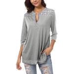 T-shirts tunique gris clair patchwork en mousseline avec broderie Taille XL look fashion pour femme 