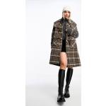 Manteaux en laine marron à carreaux Taille XS pour femme en promo 
